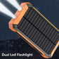 ⚡Batería externa solar portátil, cargador solar con dos linternas LED, batería externa para viajes y acampadas