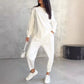 💕 Conjunto de sudadera de manga larga para mujer con dobladillo irregular y pantalón