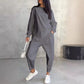 💕 Conjunto de sudadera de manga larga para mujer con dobladillo irregular y pantalón