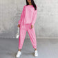 💕 Conjunto de sudadera de manga larga para mujer con dobladillo irregular y pantalón