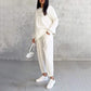 💕 Conjunto de sudadera de manga larga para mujer con dobladillo irregular y pantalón