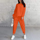 💕 Conjunto de sudadera de manga larga para mujer con dobladillo irregular y pantalón