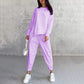 💕 Conjunto de sudadera de manga larga para mujer con dobladillo irregular y pantalón