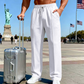 🔥Último día 50% DE DESCUENTO👖 Pantalones masculinos de pierna recta con cintura elástica y cordón