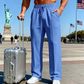 🔥Último día 50% DE DESCUENTO👖 Pantalones masculinos de pierna recta con cintura elástica y cordón