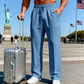 🔥Último día 50% DE DESCUENTO👖 Pantalones masculinos de pierna recta con cintura elástica y cordón
