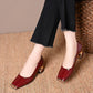Women's Snakeskin Pattern Block Heel Pumps