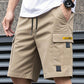 Pantalones cortos casuales de hombre tipo cargo con cintura de cordó