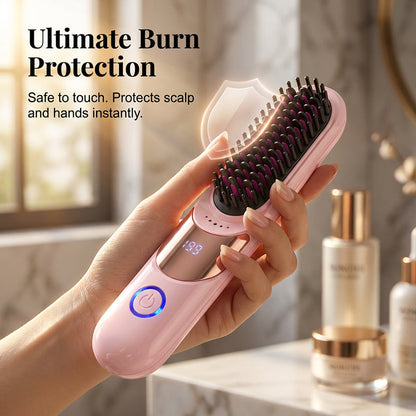 🔥PROMOÇÃO 🔥 Pente alisador de cabelo iónico anti-queimaduras com 3 temperaturas