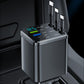 🔋📱 Cargador de coche rápido 7 en 1 retráctil con pantalla de voltaje – USB-C para Android y Lightning para Apple