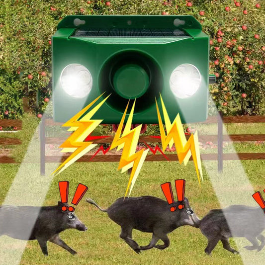Alarma sonora repulsiva con energía solar para animales con luces intermitentes brillantes