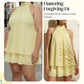 Vestido mini fluido de mujer con cuello halter y cintura caíd