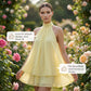 Vestido mini fluido de mujer con cuello halter y cintura caíd
