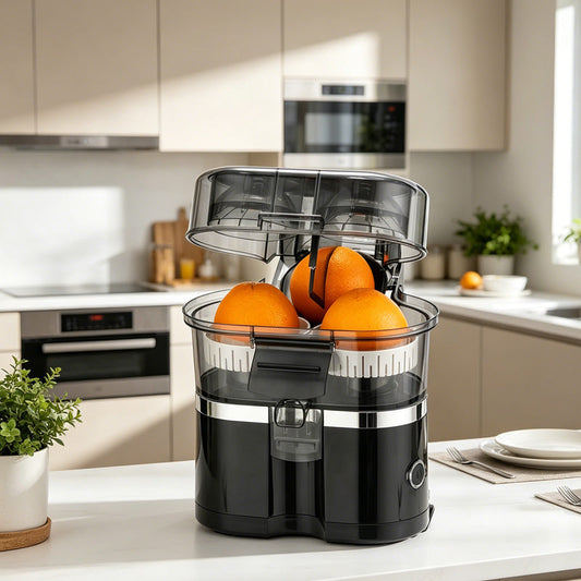Exprimidor automático de cítricos de doble cabezal