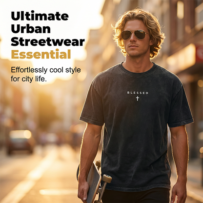 🔥2026 Nueva llegada y superventas🔥Camiseta vintage para hombre con estampado de cruz y letras – algodón suave, corte holgado y perfecta para un look casual clásico 🏠