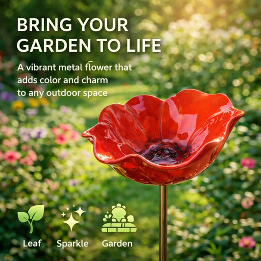 🐦 ¡50% DE DESCUENTO AHORA! 💖Flor de metal con bebedero para pájaros – ¡Hermosa decoración de jardín en uno!