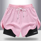Pantalones cortos deportivos de secado rápido 2 en 1 para hombres y mujeres