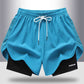 Pantalones cortos deportivos de secado rápido 2 en 1 para hombres y mujeres