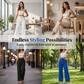 Pantalones casuales de pierna ancha para mujer en color sólido