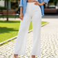 Pantalones casuales de pierna ancha para mujer en color sólido