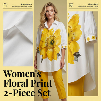Conjunto de 2 piezas con estampado floral para mujer | Elegante top oversize + pantalones capri, ¡listo para vacaciones! 🌸✨