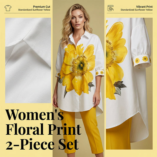 Conjunto de 2 piezas con estampado floral para mujer | Elegante top oversize + pantalones capri, ¡listo para vacaciones! 🌸✨