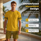 💛 Conjunto deportivo para hombre de manga corta con estampado gráfico amarillo