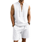 🧵 ¡50% DE DESCUENTO POR TIEMPO LIMITADO! ✨ Conjunto masculino sin mangas de lino – camiseta y shorts con cordones, 7 colores ☀️