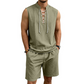 🧵 ¡50% DE DESCUENTO POR TIEMPO LIMITADO! ✨ Conjunto masculino sin mangas de lino – camiseta y shorts con cordones, 7 colores ☀️