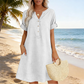 👗 Vestido Túnica Casual para Mujer con Escote en V y Bolsillos