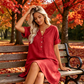 👗 Vestido Túnica Casual para Mujer con Escote en V y Bolsillos