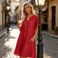 👗 Vestido Túnica Casual para Mujer con Escote en V y Bolsillos