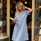 👗 Vestido Túnica Casual para Mujer con Escote en V y Bolsillos