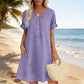 👗 Vestido Túnica Casual para Mujer con Escote en V y Bolsillos