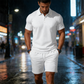 Conjunto masculino de verano de 2 piezas: polo y shorts