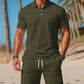 Conjunto masculino de verano de 2 piezas: polo y shorts