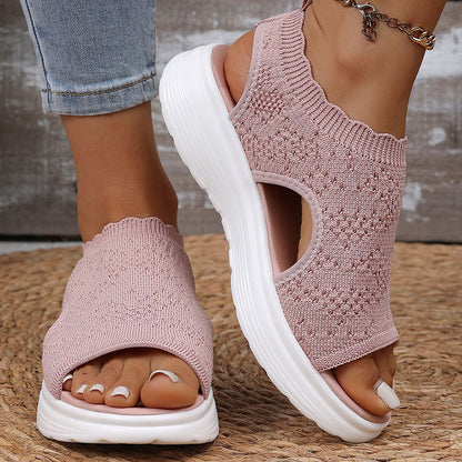 Sandalias de plataforma de punto transpirable para mujer
