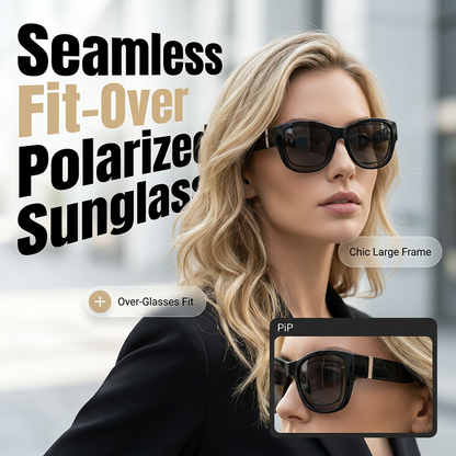 🥽👓 ¡53% DE DESCUENTO! Si usas gafas, ¡esto es para ti! Estas gafas de sol extragrandes se colocan fácilmente sobre tus gafas graduadas y te harán lucir como una estrella de cine. Sin clips caros y sin necesidad de usar lentes de contacto.