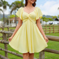 💃Vestido con mangas abullonadas, espalda descubierta y lazo🎀