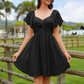 💃Vestido con mangas abullonadas, espalda descubierta y lazo🎀