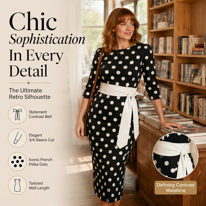 Vestido Retro Elegante de Lunares para Mujer
