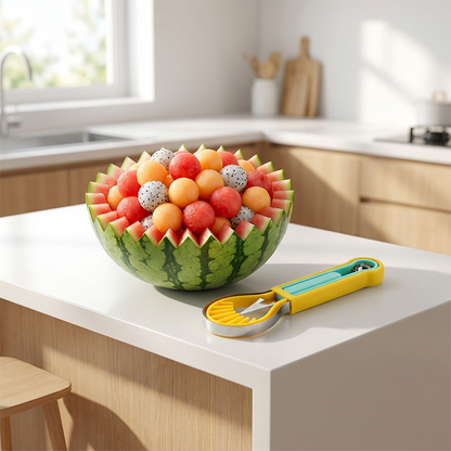 🍉🔥 ¡PROMOCIÓN! Kit Multifunción de Cucharas para Cortar y Hacer Bolitas de Frutas – Ideal para Sandía, Melón y Otras Frutas ✨