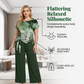 ⏳¡Último día con 50% DE DESCUENTO!☀️🎁 Conjunto Estampado de Mujer con Pantalón de Pierna Ancha 🌸Conjunto Transpirable de 2 Piezas • Top Suave con Nudo + Pantalón Fluido • Resistente a las Arrugas 🌿