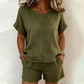 Conjunto de Mujer de 2 Piezas: Top de Manga Corta y Shorts