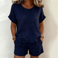 Conjunto de Mujer de 2 Piezas: Top de Manga Corta y Shorts