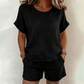 Conjunto de Mujer de 2 Piezas: Top de Manga Corta y Shorts