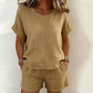 Conjunto de Mujer de 2 Piezas: Top de Manga Corta y Shorts