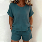 Conjunto de Mujer de 2 Piezas: Top de Manga Corta y Shorts