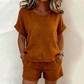 Conjunto de Mujer de 2 Piezas: Top de Manga Corta y Shorts
