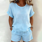 Conjunto de Mujer de 2 Piezas: Top de Manga Corta y Shorts